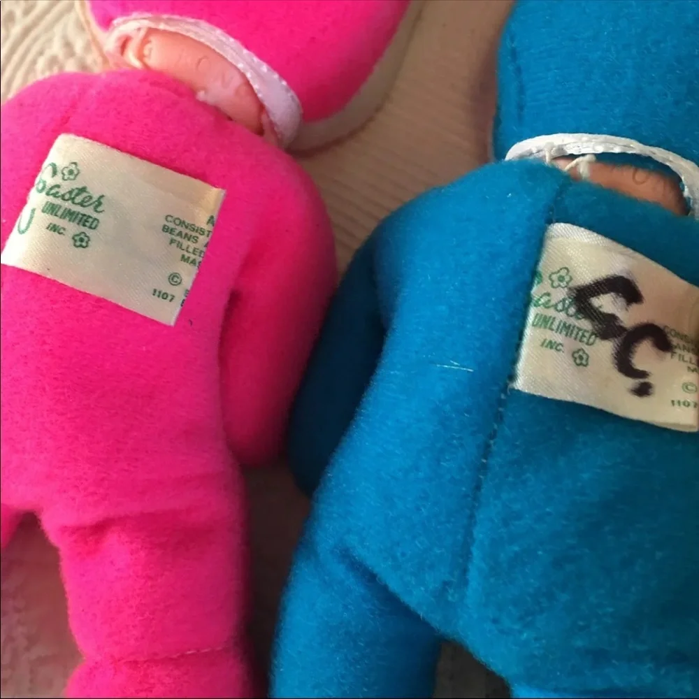 Vintage 1960 1970 Easter Baby Dolls Bunny Rabbit Twins Boy Girl Hong Kong